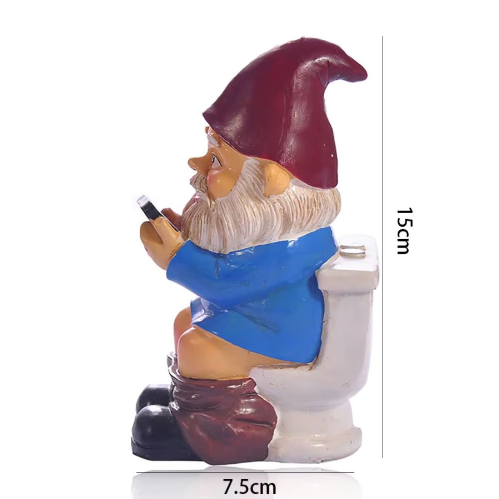 dimensions du nain de jardin sur les toilettes