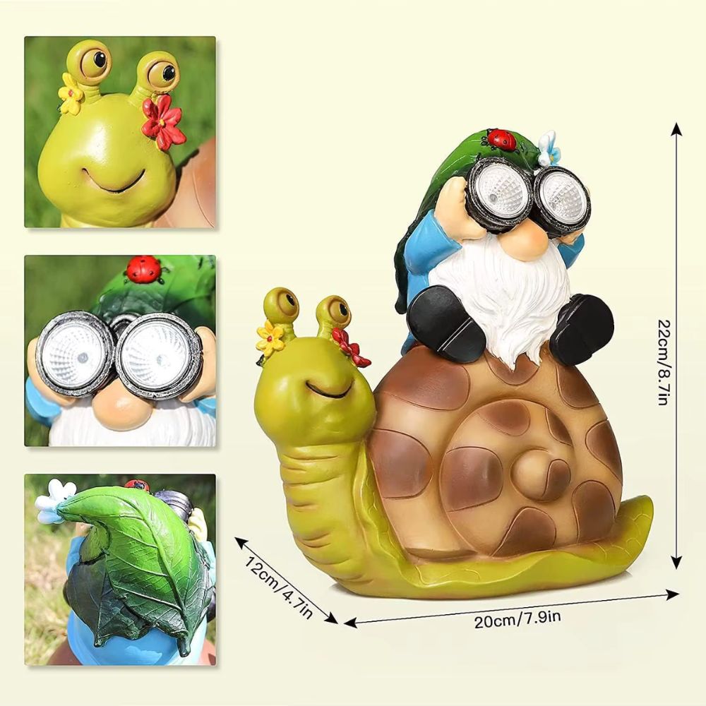 dimension du nain de jardin sur escargot