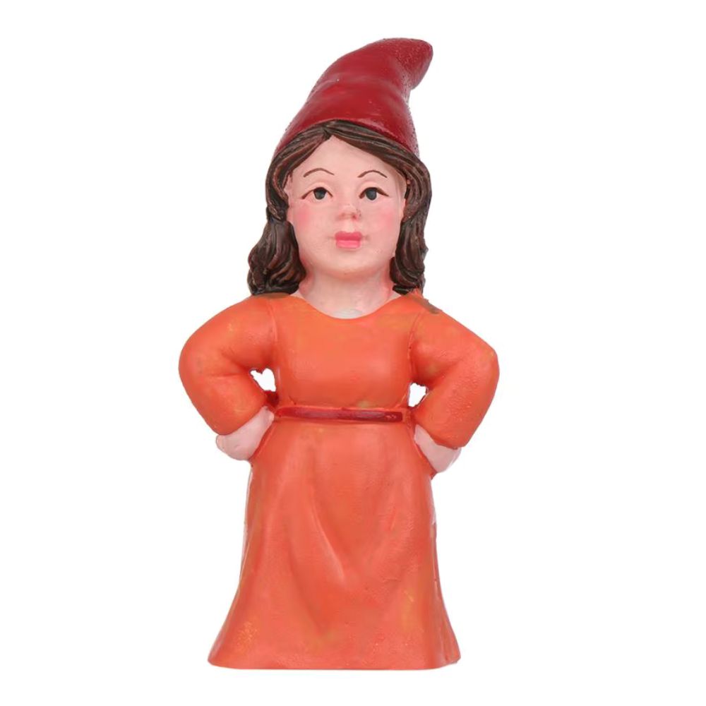 Nain de jardin femme sur fond blanc