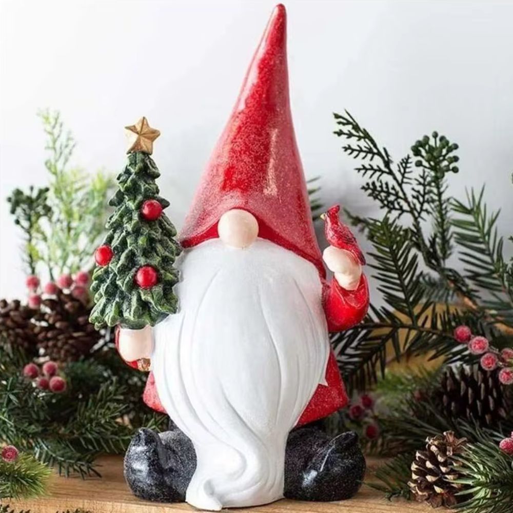 Nain de jardin père noël avec sapin