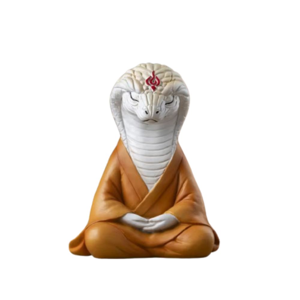 nain de jardin serpent blanc sur fond blanc