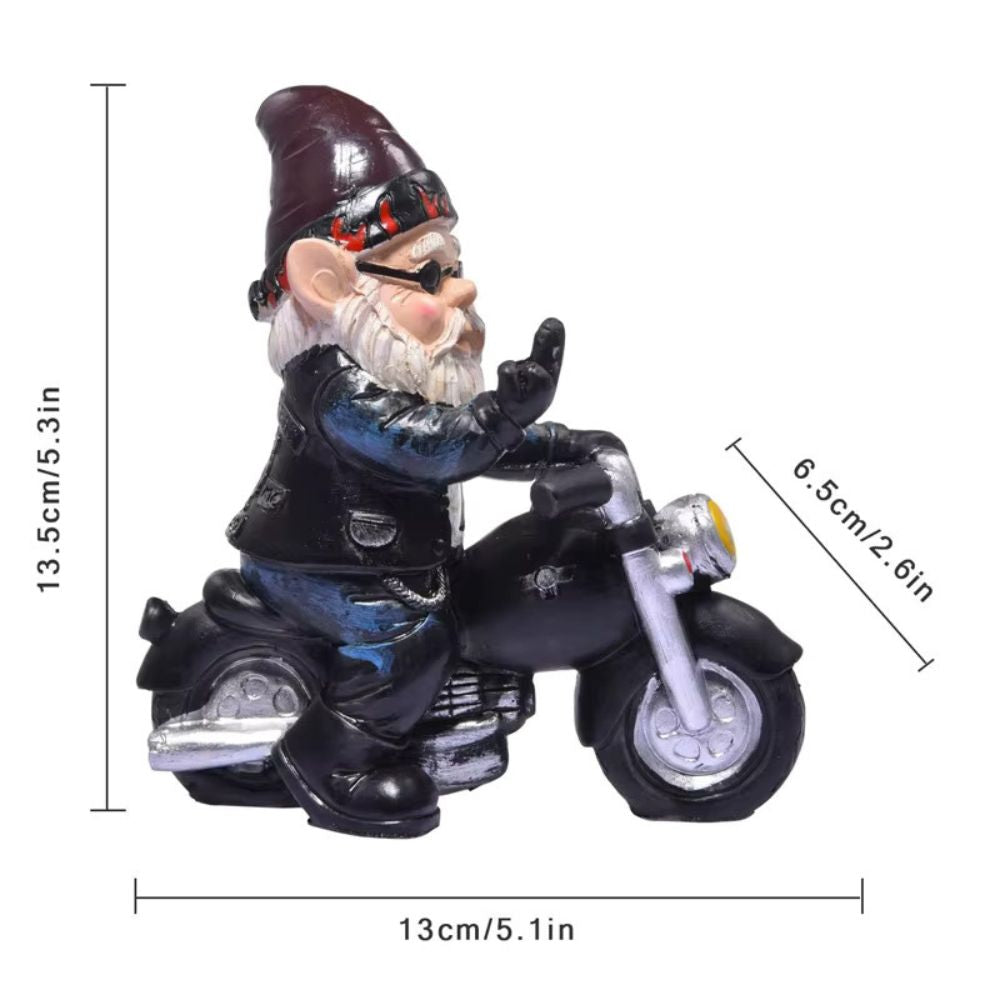 nain de jardin motard doigt d'honneur 13.5cm