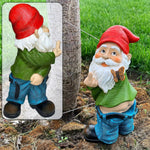 nain de jardin qui fait un doigt d'honneur vue de face et de derrière