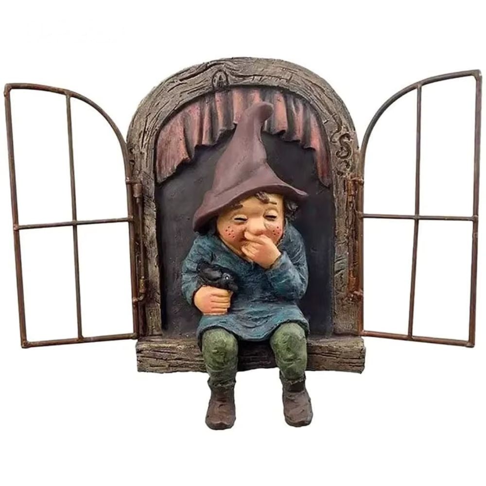 nain de jardin vintage sur fond blanc